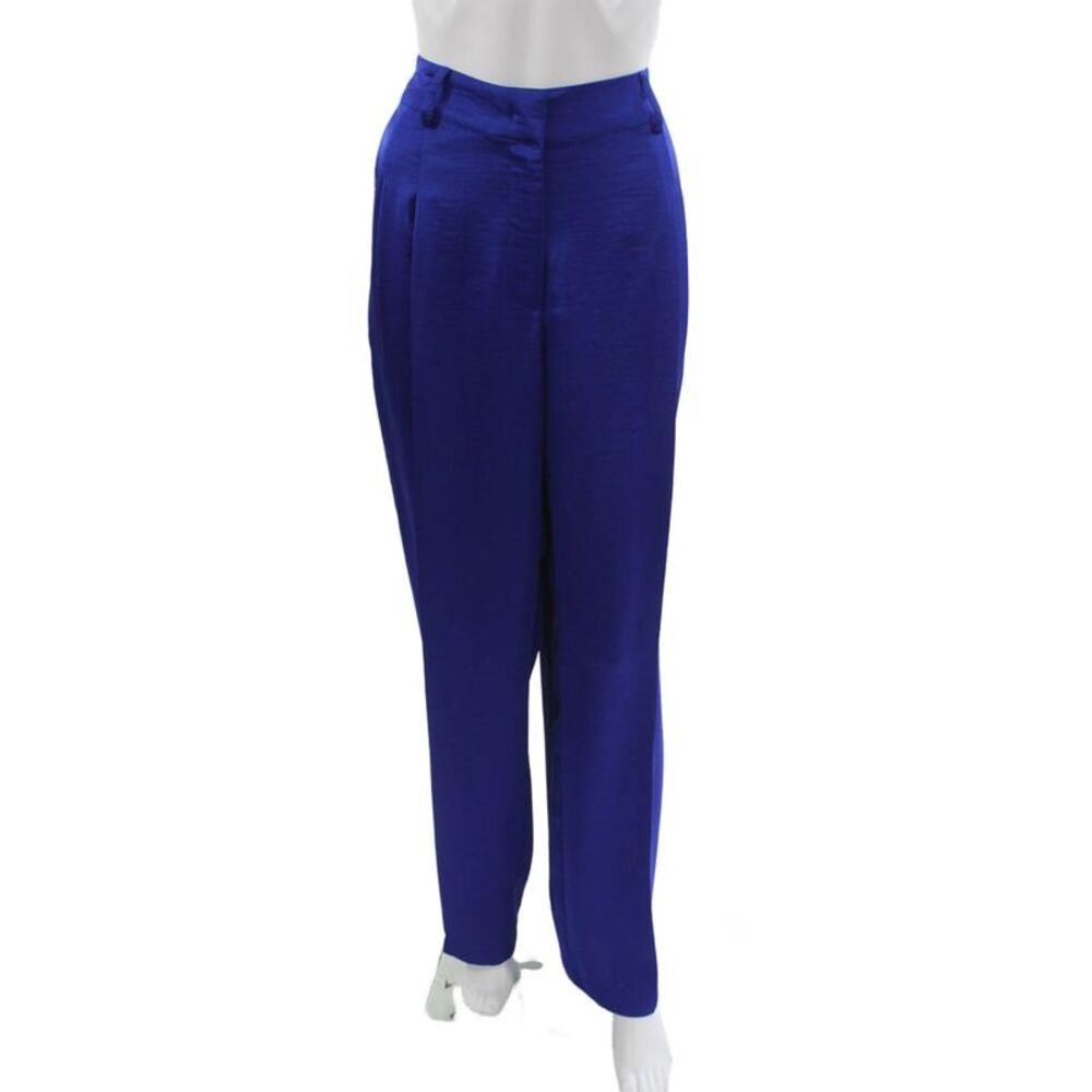 Essentiel Antwerp Women Dress Pants Solid Blue Polyester Button Size 38
